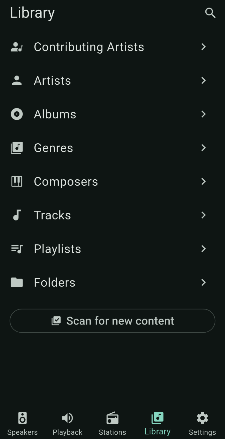 Library browser and listening queue