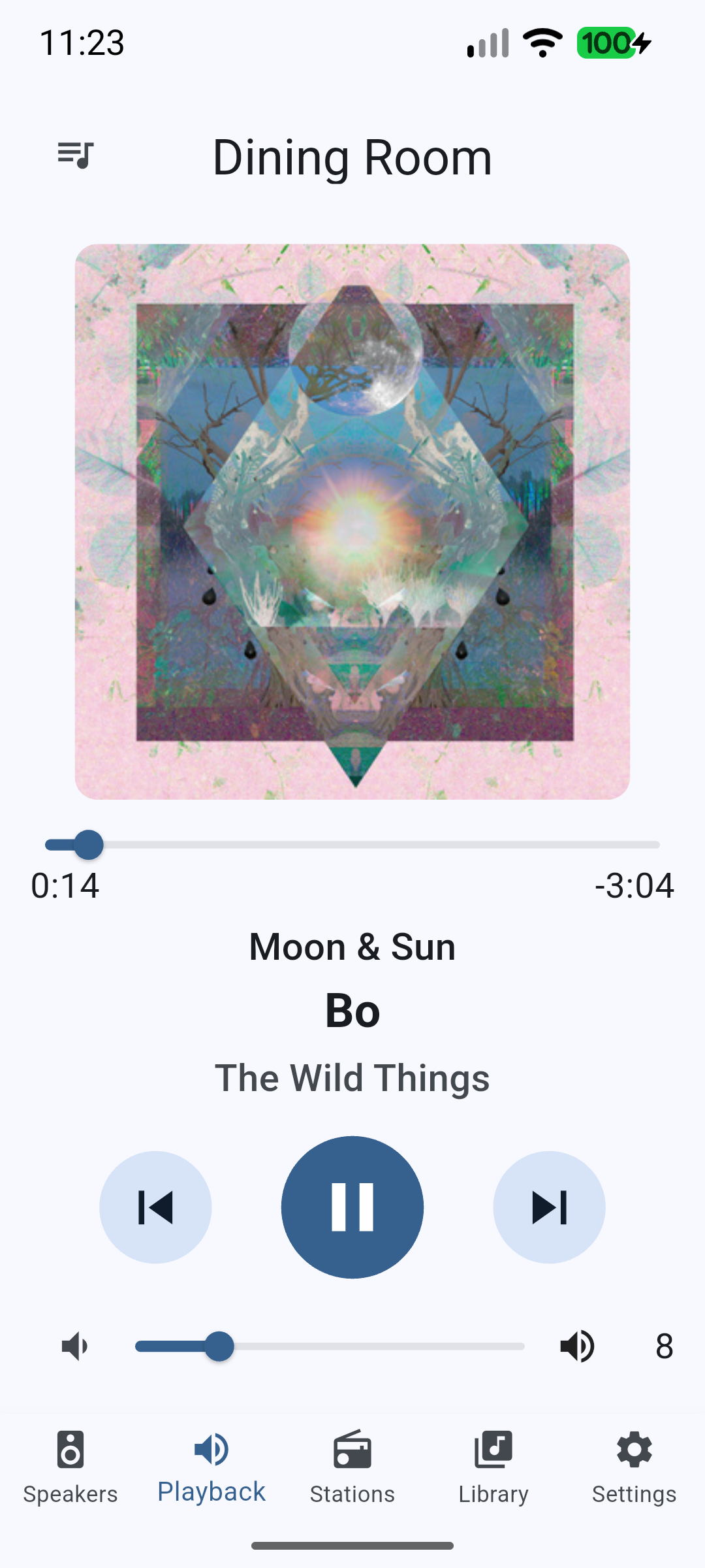 Playback controls screen in SoniQueue